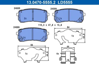Produktbild von ATE Bremsbeläge Satz Hinten für KIA SORENTO III 13.0470-5555.2