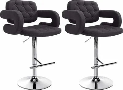 Produktbild von CLP 2er Set Barhocker Dublin Stoff höhenverstellbar und drehbar schwarz