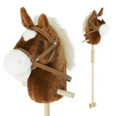 Productafbeelding van AIYAPLAY Houten paard voor kinderen, met geluid, handgrepen en een wiel