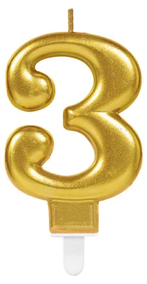 Image de Bougie d'anniversaire or 3 /hauteur 9,3 cm/