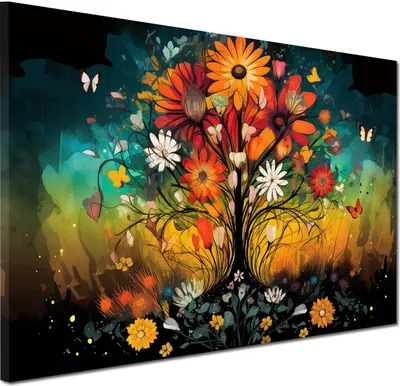 Produktbild von Wandbild Leinwandbild Kunstdruck XXL Wanddeko wunderschöne Blumen: 90x60x4cm