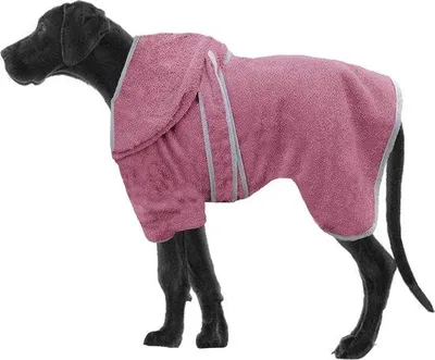 Image de Peignoir pour chien 100 % coton, doux et confortable, avec capuche et ceinture