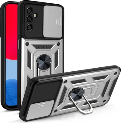 Produktbild von Galaxy A13 5G Hülle mit 360° Drehbarer Magnetische Ring Ständer Halter Dia Kameraschutz TPU Bumper Silikon Schutzhülle für Samsung Galaxy A13 5G Silber