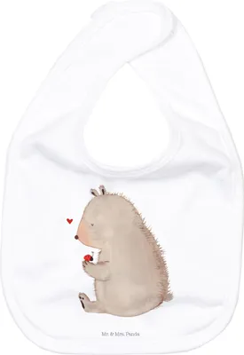 Produktbild von Mr. & Mrs. Panda Lätzchen Bär Marienkäfer - Weiß - Geschenk, Für Babys, Motivation, Liebe, Teddy, Schlabberlätzchen, Kinderlätzchen, Babylätzchen, Schlabberlatz, Freiheit
