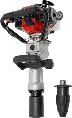 Produktbild von Benzin Pfahlramme | 2 Takt Motor Pfahlramme Benzin T Pfostenramme | 55 mm & 70 mm Pfahlkopfes | 32,7 CCM 25-50 J Zaunpfahlramme für Holz Gartenbau, Zaunbau, Bauwesen | 7000RPM