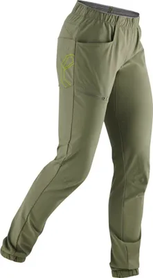 Damen Kletterhose "Wo Radar Pants II" von Edelrid in Olivgrün mit seitlichen Taschen.