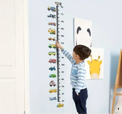 Produktbild von GKA Wandtattoo Messlatte GK42 Kinder Größe messen Kinderzimmer Baufahrzeuge Fahrzeuge LKW Wandaufkleber Wandsticker Aufkleber für Tür Wand Schrank