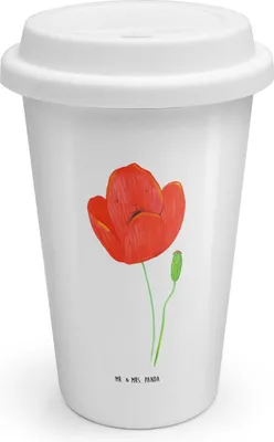 Produktbild von Mr. & Mrs. Panda Kaffeebecher To Go Blume Mohnblume - Weiß - Geschenk, Thermobecher, Mohn, Religion, Blumen, Coffee Becher, Respekt, Motivation, ToGo, Selbstliebe