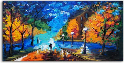 Produktbild von Coloray Glasbild 140x70  Wandbild Glasbilder Deko Landschaft Baum Pastell Herbst