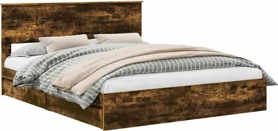 Obrázek produktu pro vidaXL Úložná postel kouřový dub 160 x 200 cm materiál na bázi dřeva