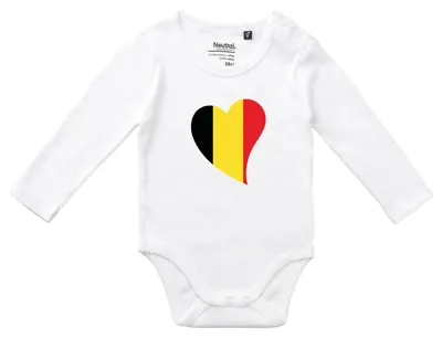 Produktbild von Huuraa Baby Body Belgien Flagge Herz 62 White  Baumwolle Fairtrade Langarmbody Geschenkidee
