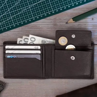 Produktbild von Belveder Geldbörse Echt Leder Geldbeutel Slim-Wallet Kartenfächer Braune, minimalistische Herrenbrieftasche, Slim Wallet, aus Glattleder, SH-3165