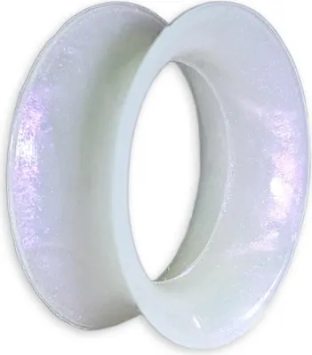 Produktbild von viva adorno 1 Stück 10mm Tube Flesh Tunnel Plug Silikon Ohr Piercing Glitter Glitzer Opal schimmernd flexibel Größe Z108g Opal Weiß