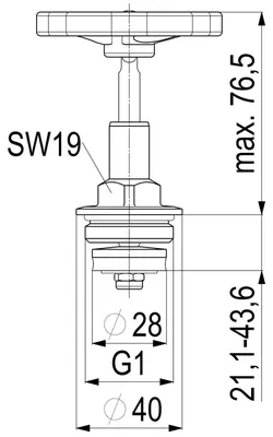 Image de Robinetterie, chambre de graisse, raccordement droit/oblique, raccordement vertical, DN25, 1", laiton, EPDM