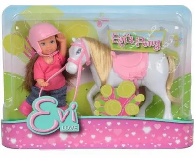 Produktbild von Puppen-Spielset Evi Love mit weißem Pony, 12 cm