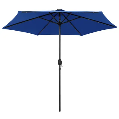Zdjęcie produktu dla vidaXL Parasol z oświetleniem LED i aluminiowym słupkiem 270 cm lazurowy niebieski