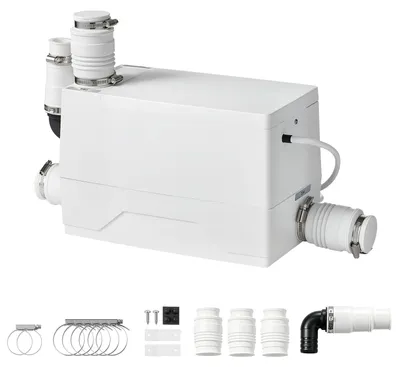 Obrázok produktu pre SucceBuy čerpadlo na odvádzanie odpadových vôd, 800 W, 7200 L/h, s výtlačnou výškou 8 metrov, biele. Čerpadlo s 3 pripojeniami na odvod odpadových vôd v suteréne, kuchyni, pri umývadle, v sprche, vo vani a v práčovni