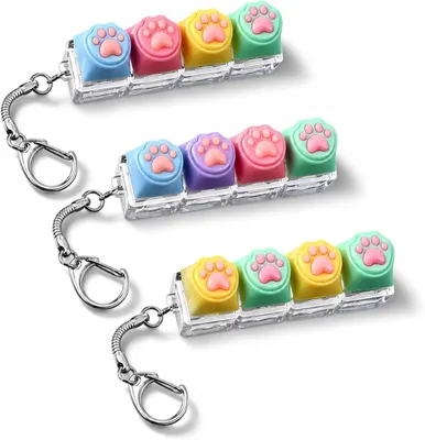 Produktbild von Tastatur-Clicker, Schlüsselanhänger mit Katzenpfoten – Set mit 3 Stück