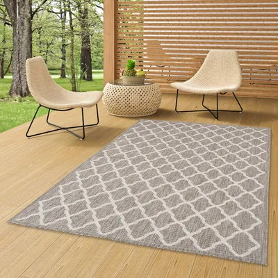 Produktbild von In & Outdoor Teppich Flachgewebe Natur Valencia Grau Modern, Größe:80x150 cm