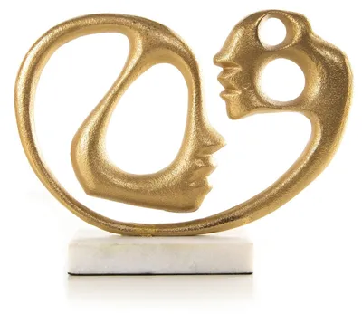 Produktbild von Goldfarbene Skulptur Liebespaar zwei Gesichter - edles Dekoobjekt