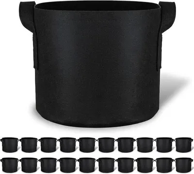 Produktbild von Famanu Kweektöpfe für Pflanzen - Set von 10 atmungsaktiven Stofftöpfen mit stabilen Griffen - geeignet für Gemüse, Kräuter und Blumen