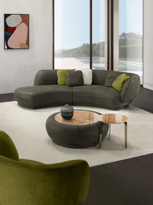 Produktbild von Textil Sofa 3 Sitzer Polster Leder Modern Relax Sitz Luxus Möbel Ecksofa Rund