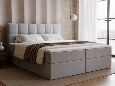 Produktbild von GrainGold Boxspringbett Maison 180x200 - Bett mit Matratze und Topper - Boxspringbett mit Bettkasten und Matratze - Boxspringbett Grau (Royal 27)