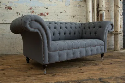 Obrázek produktu pro Designové 2místné textilní pohovky Gauče Chesterfield Kožená pohovka Gauč čalounění šedá