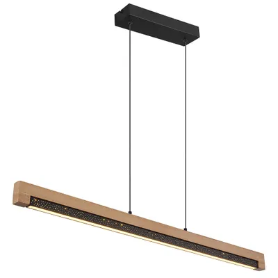 Produktbild von LED Pendelleuchte, Holz, Alu, opal, schwarz, L 120 cm