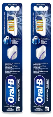 Imagen del producto de 2 cepillos de dientes eléctricos Oral-B Pro-Clean Pulsar, con batería, de dureza media - Paquete económico - 2 unidades