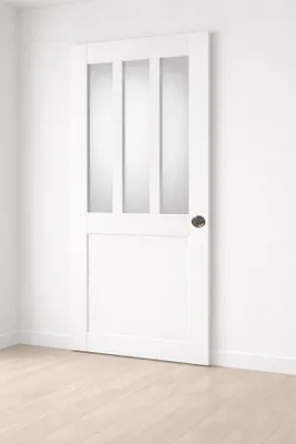 Immagine prodotto di Porta scorrevole da officina bianca con vetro opacizzato H204 x L83 cm, serratura di blocco GD MENUISERIES