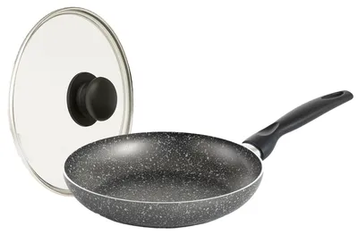 Antihaft-Bratpfanne Ø 28 cm, Aluminium, Steinbeschichtung, mit Deckel