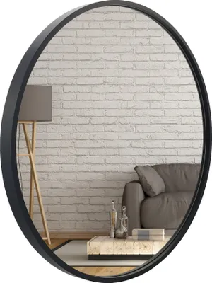 Obrázek produktu pro BD ART nástěnné zrcadlo kulaté zrcadlo 70 cm s černým elegantním dřevěným rámem