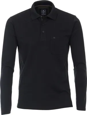 Produktbild von REDMOND Casual Herren Polo-Shirt Langarm Regular-Fit Jersey Schwarz XL