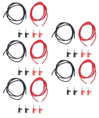 Obrázek produktu pro Sada 5 kusů měřicích kabelů s banánkovými konektory, měřicí vodič 4 mm, kabel 1 mm², 30 V AC, 60 V DC, 19 A