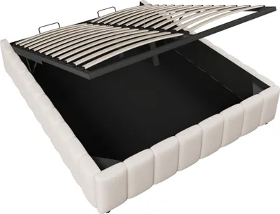 Produktbild von Flieks Hydraulisches Polsterbett 140x200cm ohne Kopfteil, Stauraumbett Holzbett mit Lattenrost, Jugendbett Klassisches Bett Boxspringbett, Leinen