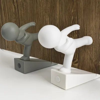 Productafbeelding van Decoratieve Deurstopper Set van 2 in Wit en Grijs