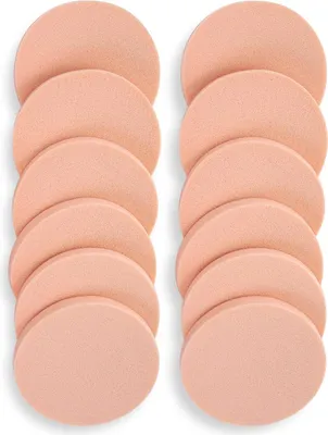 Produktbild von Puderquasten-Schwämme zum Auftragen und Reinigen von Make-up - 12 Stück für flüssige Foundation und Kosmetik - beige - für Gesichtsblender