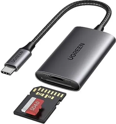 Image de Adaptateur USB-C en aluminium pour cartes mémoire externes avec lecteur de cartes SD/TF 2-en-1