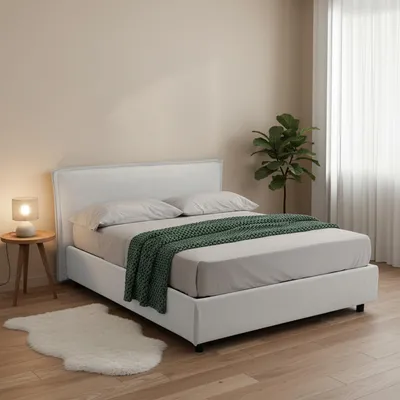 Image de Bruzolo - Lit Double, Blanc, Matelas Inclus Fabriqué en Italie