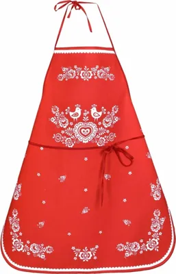Zdjęcie produktu dla Fartuch kuchenny Folk, czerwone tło, 64x76 cm