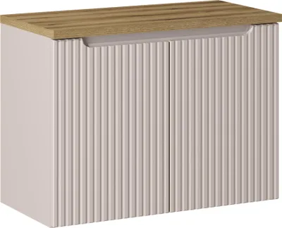 Produktbild von Badezimmerschrank 80 Cm Mit Platte Eiche Geriffelt Kaschmir Modern