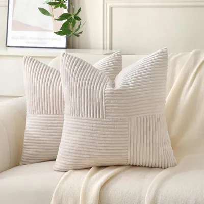 Immagine prodotto di Set di 2 federe per cuscini in velluto, 40x40 cm, color beige