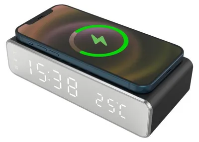 Image de Réveil Techmade avec Recharge Sans Fil Smartphone 15W Noir