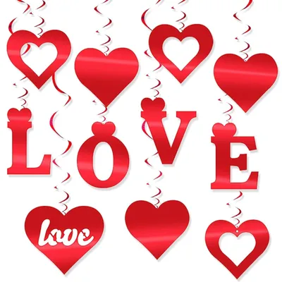 11-teilige Herzgirlande rot für Valentinstag & Hochzeit