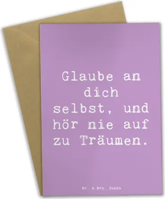 Produktbild von Mr. & Mrs. Panda Grußkarte Spruch Glaube an sich selbst - Lavendeltraum - Geschenk, Zitat, osterkarten, Motivation, hochzeitskarten, einladungskarten, Inspiration, Gefühl