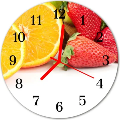 Produktbild von Glasuhr Wanduhr Küchenuhr Echt-Glas 30fi cm Früchte gelb rot