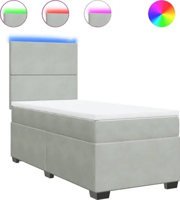 Imagen del producto de Cama con somier y colchón de la marca vidaXL, color gris claro, dimensiones 90x200 cm, tapizada en terciopelo