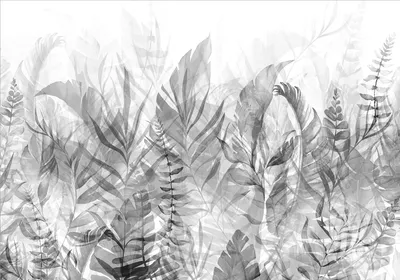 Produktbild von Vlies Fototapete graue Blätter 450x315 cm Tapeten Wandtapete XXL Natur Pflanzen Botanik wie gemalt b-A-0696-a-c