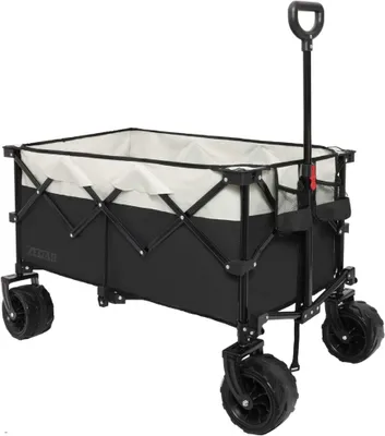 Produktbild von Zedar Faltbarer Bollerwagen – 200L – Robuster Handwagen mit stabilem Rahmen – Inkl. Tragetasche und Bodenplatte – Schwarz